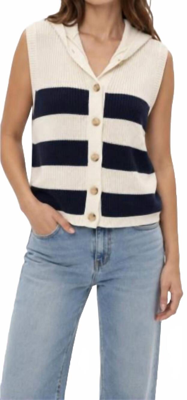 NEW CENTRAL PARK WEST daphne stripe hooded vest in navy